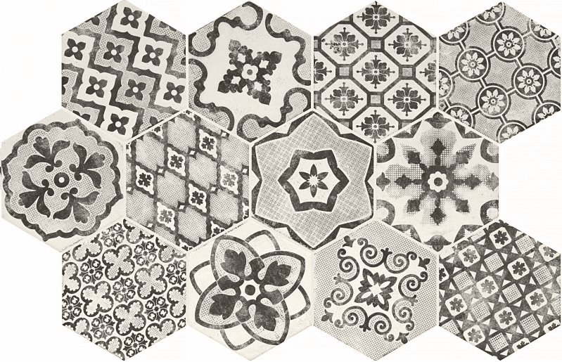 RGL2 Esagona Decoro Romance Bianco Mix