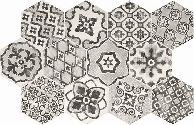 RGL2 Esagona Decoro Romance Bianco Mix